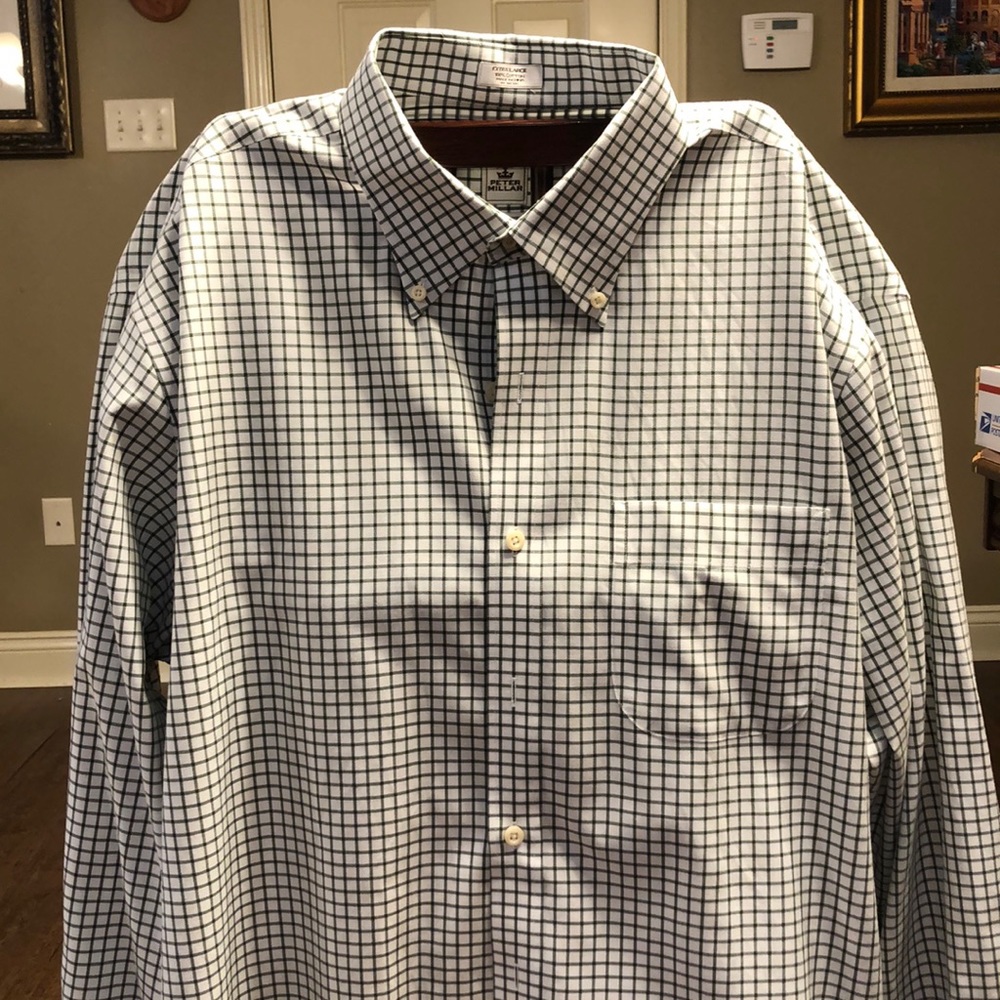 Peter Millar buttoned down dress shirt 100% cotton XL 34/35 sleeve